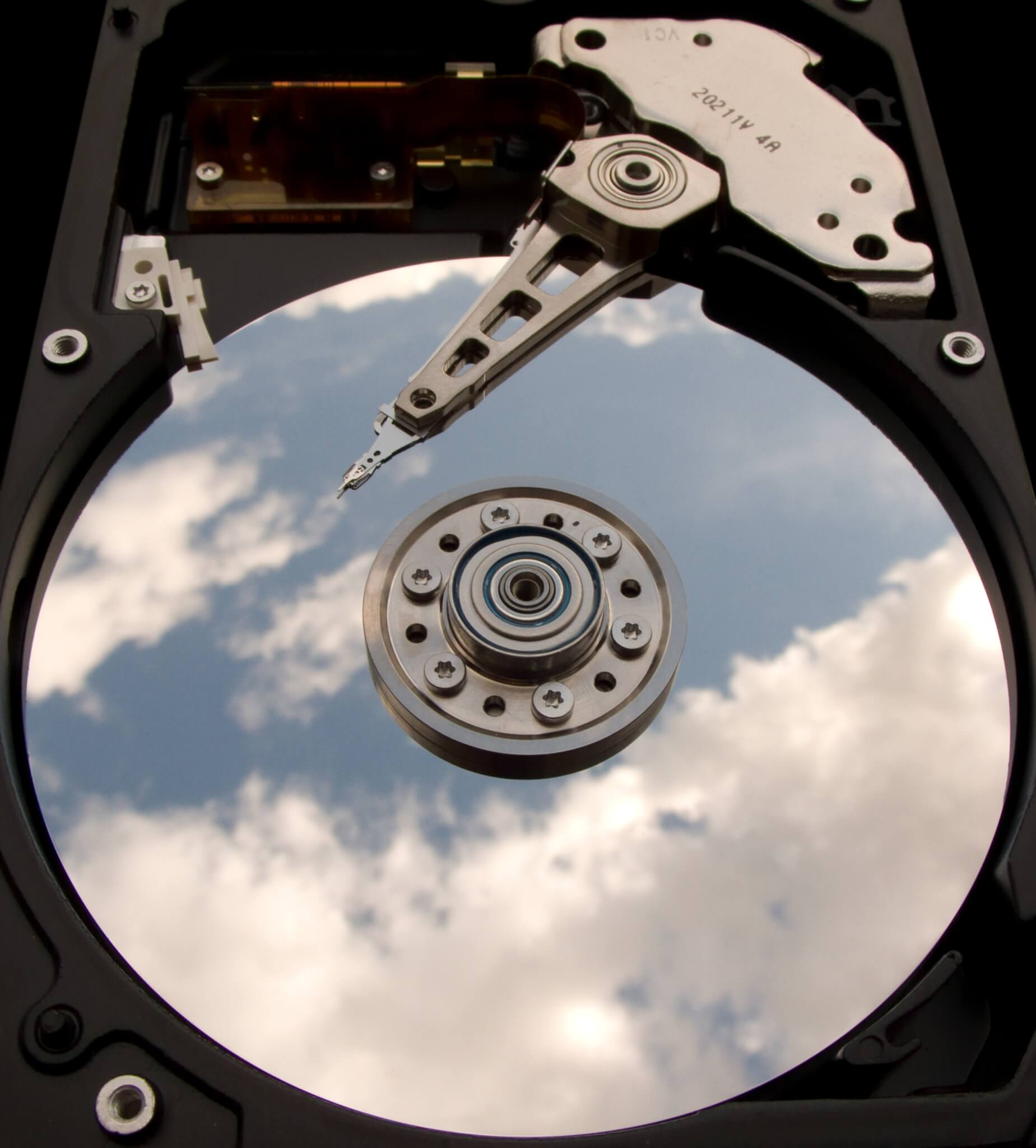 cloud reflection in hard drive