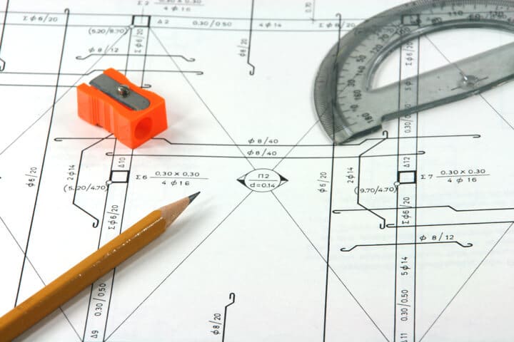 blueprint with tools