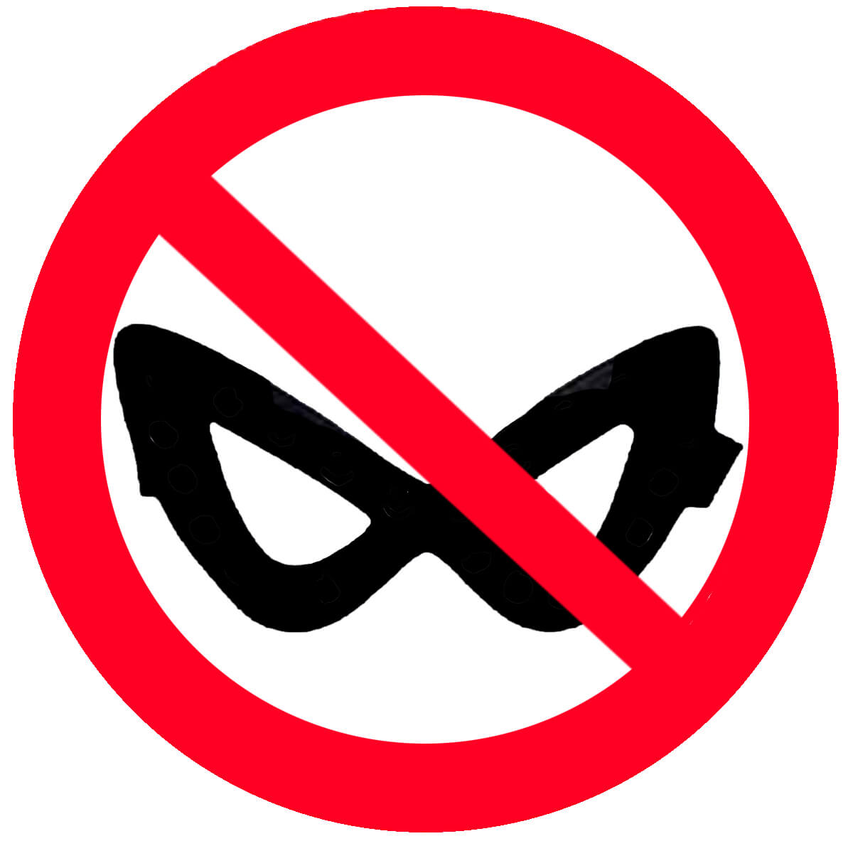 mask with "no" symbol