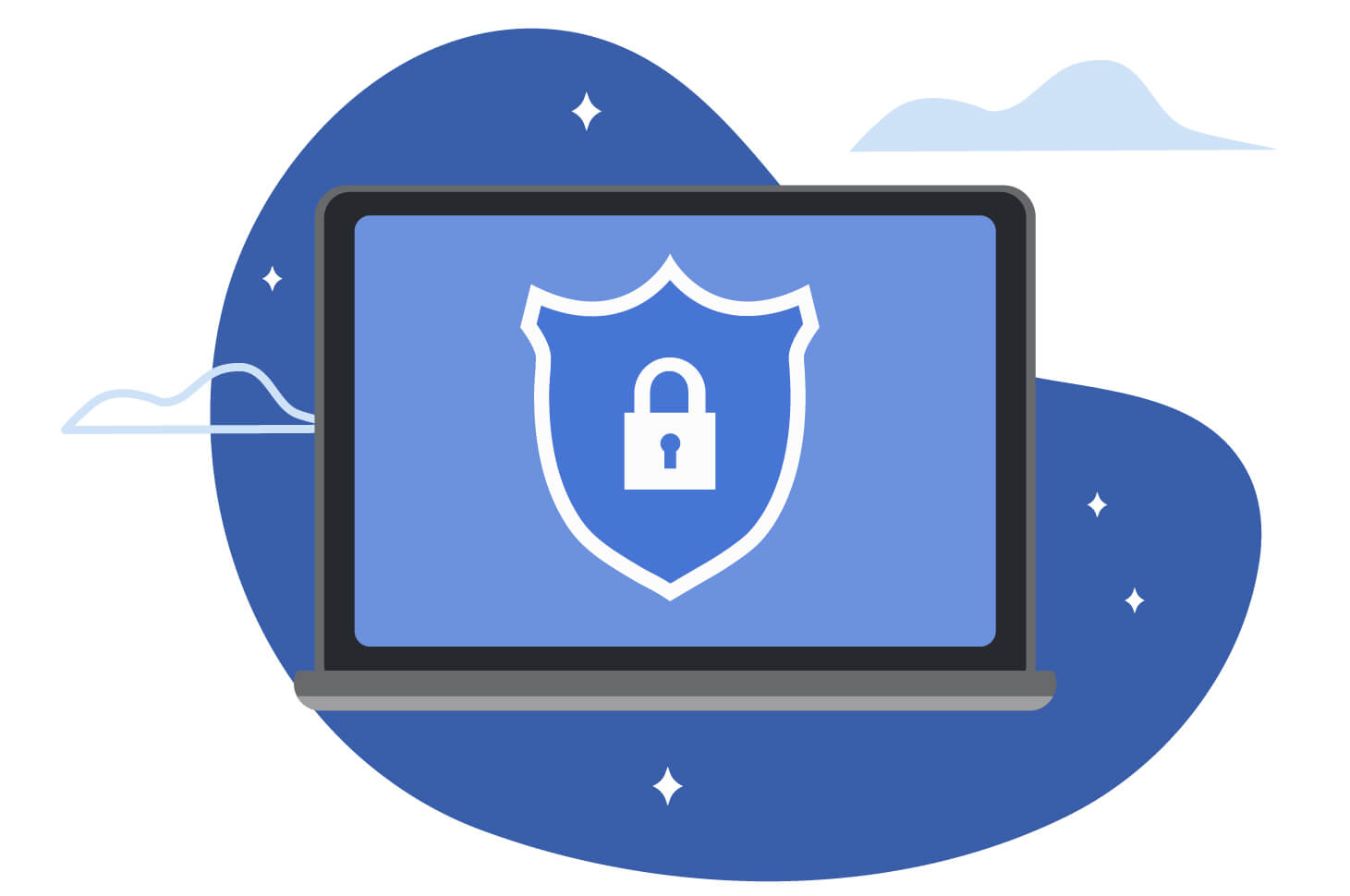 illustration of Security badge on laptop screen